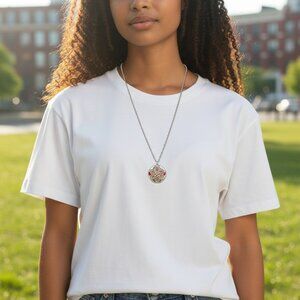 Timeless Charm: Vintage Silvertone Filigree Floral Round Locket Pendant Necklace